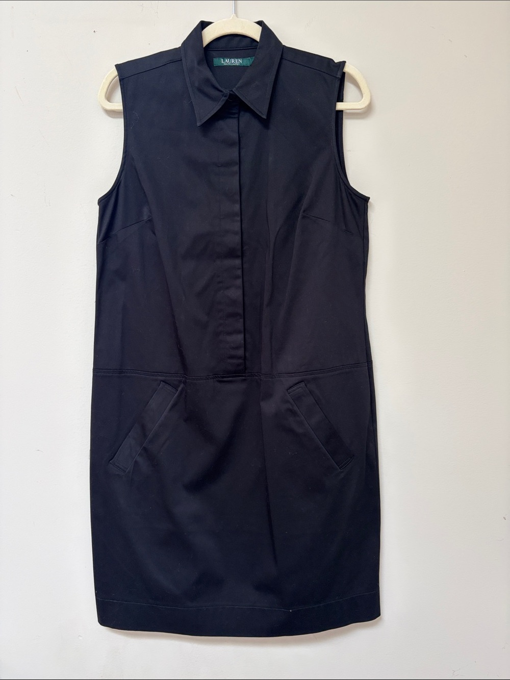 Lauren Ralph Lauren Sleeveless Black Shirt-Style Dress, Size 10